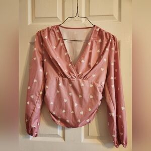Elegant Pink Heart Women's Blouse